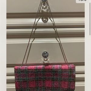 Noir pink crystal strap clutch/shoulder evening bag